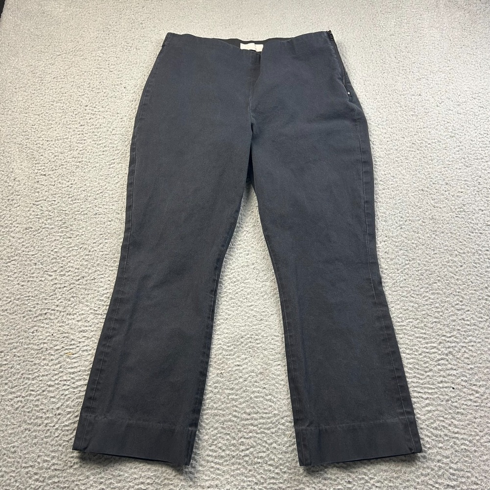 Everlane Women's Black Cotton Crop Kick Flare Side Zip Stretch Pants Size 12